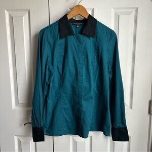 Jonathan Saunders blue & black long sleeve button down blouse